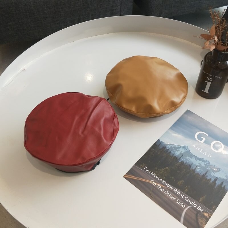 Moderna boina de cuero para mujer, gorros franceses a la , sombreros de pintor