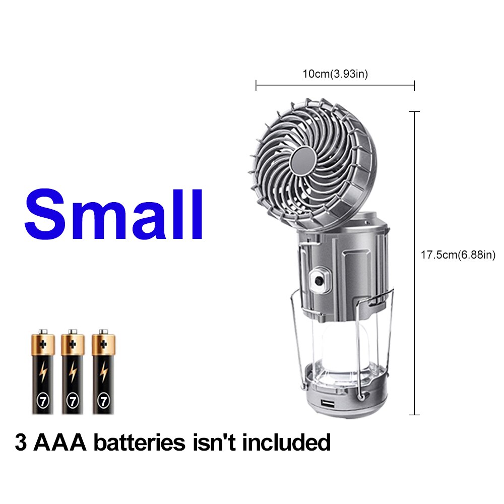 Campinglamp, draagbare ventilator, lamp op zonne-energie, krachtige zaklamp voor vissen, kampeeruitrusting, powerbank, buitenlamp op zonne-energie: Klein