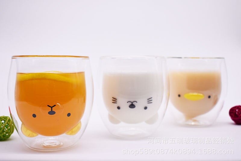 Canecas bonitos vidros parede dupla isolados copos copo de café, copo de café, copo de chá, copo de leite, melhor presente para o escritório e pessoal b