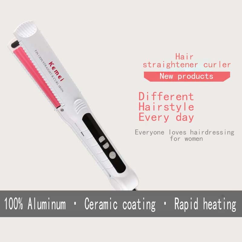 Kemei KM-1878 3-in-1 corn clip curlers hair straightener hair curler