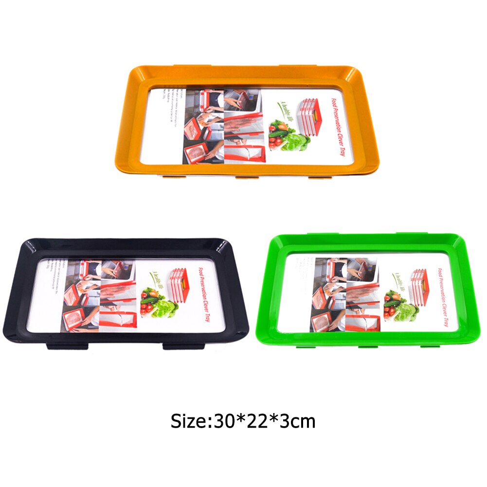 4Color Food Preservation Tray Reusable Plastic Keeping Fresh Spacer Container Refrigerator Microwave Kitchen Food Storage Plates