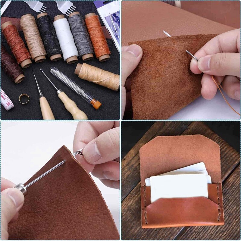 37 Stck Leder Nähte Beutel Bausatz,4mm Zinke NäHenne See schlagen, Leder NäHenne Werkzeuge, für Anfänger Leder NäHenne