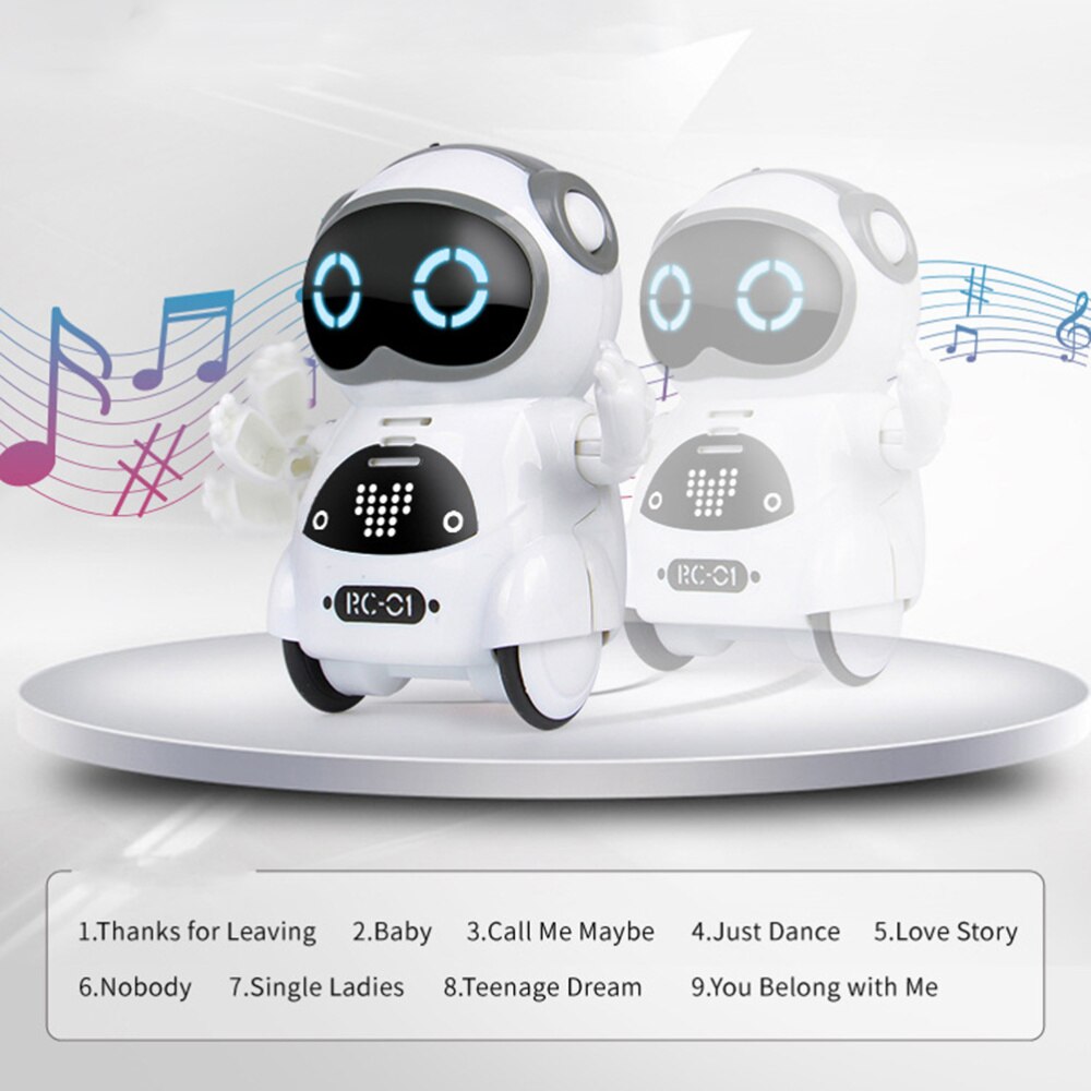 Intelligente Mini Rc Robot Talking Sound Controle Walking Dansen Zingen Met Led Licht Voor Kinderen (Wit)