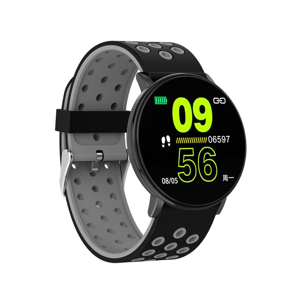 W8 smart armbånd pulsmåler tracker skridttæller blodtryk stillesiddende opkald besked påmindelse søvn tracker sportsur: Grå