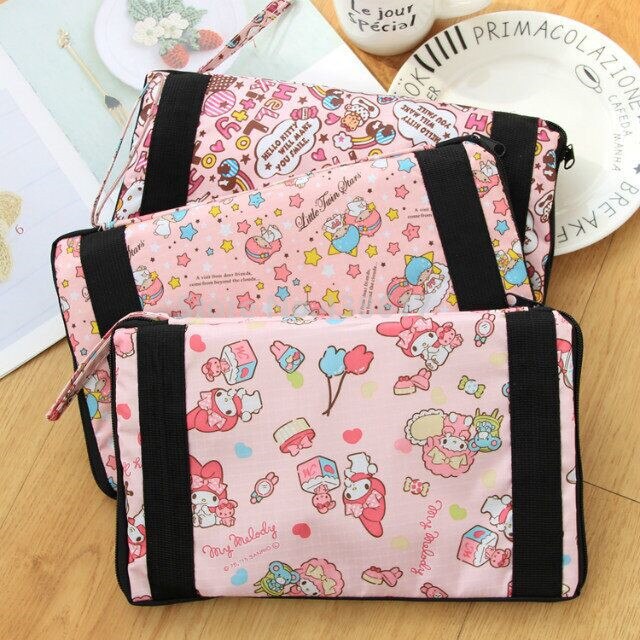 Cute Cartoon Piccolo Twin Stars My Melody Pieghevole Pieghevole Borsa Da Viaggio Trolley Delle Ragazze Delle Donne Tote Sacchetti di Duffle Bagaglio A Mano