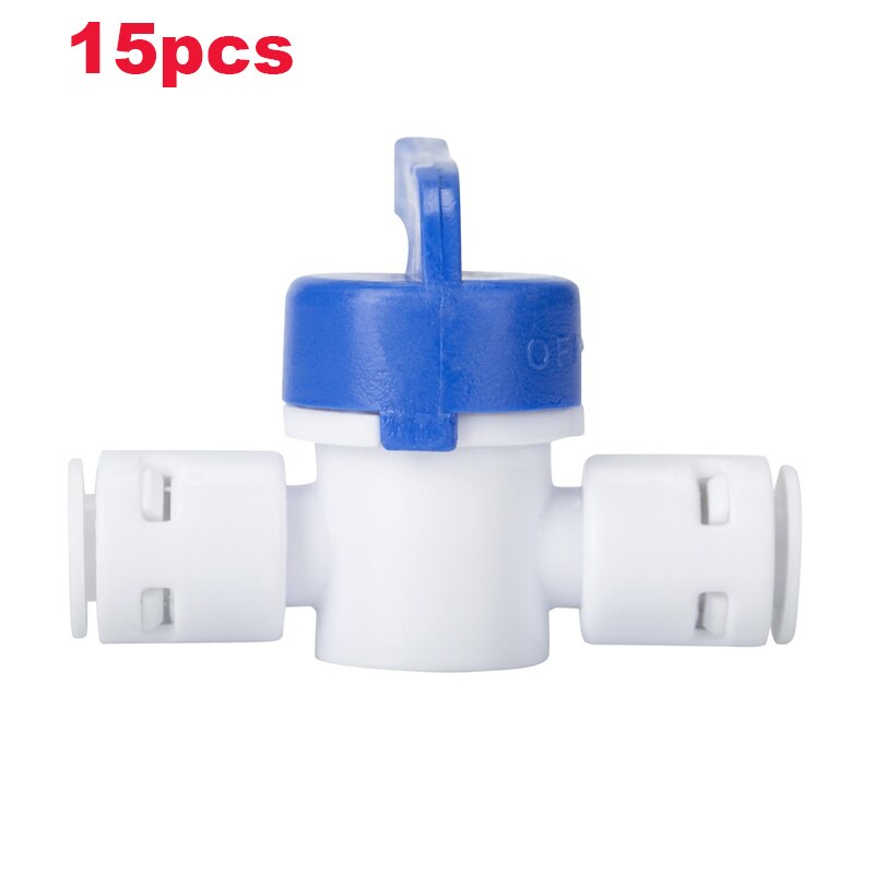 Robinet à bille en plastique à raccord rapide, tuyau d&#39;eau droit, raccord pour système d&#39;aquarium d&#39;osmose: 15pcs