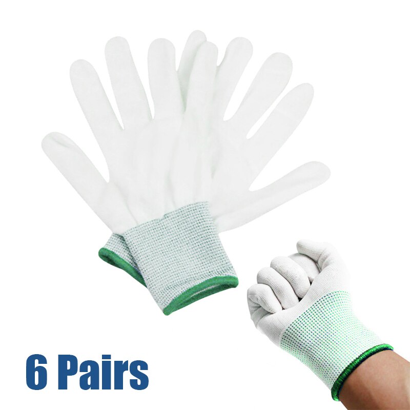 6 Pairs Set Car Wrapping Gloves White Nylon Curve Complex Protection Cleaning