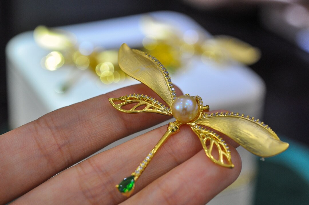 Perlenbrosche, edler schmuck, vergoldet, 7-8mm natürliche süßwasserperlen, runde goldene perlenbrosche für damen, #39 geburtstagsgeschenk