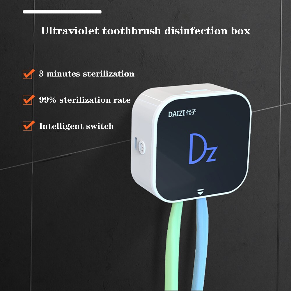 Portable Ultraviolet Toothbrush Disinfection Box Punch-free Wall-mounted Smart Toothbrush Holder Toothbrush Sterilizer