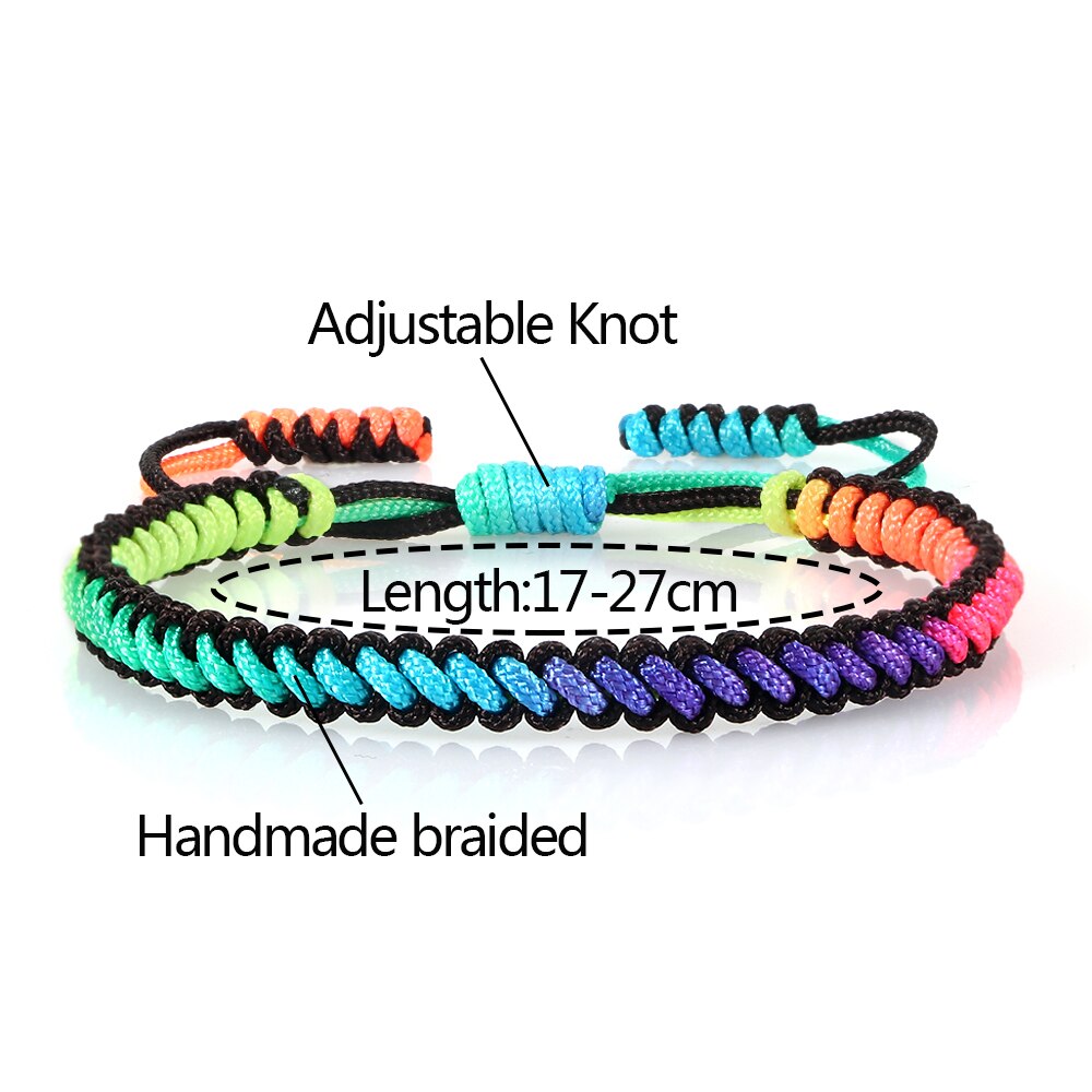 Pulsera de cuerda de color negro y marrón para hombre y mujer, pulsera trenzada de cadena ajustable tejida, accesorios hechos a mano, joyería al por mayor, de la suerte