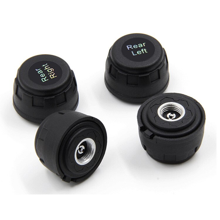 Tire Pressure Monitoring System TPMS Wireless Real-time Cigarette Lighter Plug TPMS and Temperature Gauge with 4 External Sensor