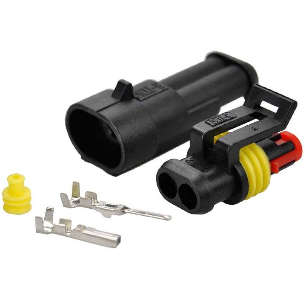 10pcs/set Waterproof Dustproof 2-Pin Way Sealed Waterproof Electrical Wire Connector Plug Car Auto Accessories