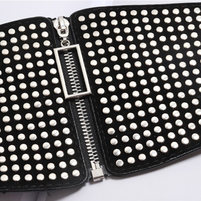 Wide Elastic Studded Belt Female Waist Goth Plus Size Stretch Cummerbunds Ladies Long Belts For Women Corset Waistband