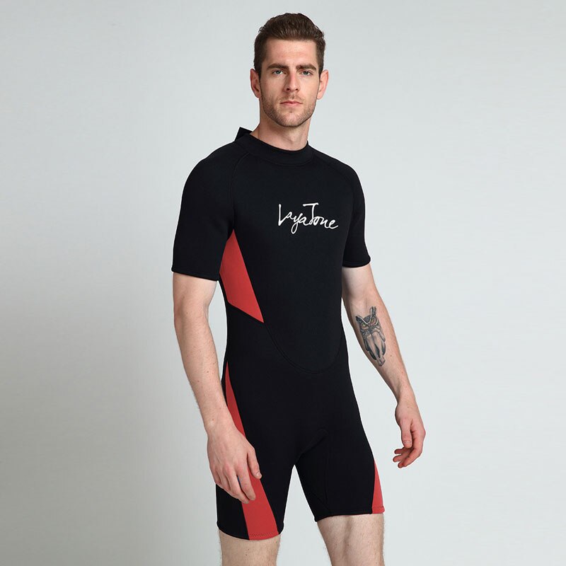 3mm neopren shorty simvåtdräkt för män baddräkt plus storlekar 6xl 5xl svarta badkläder simning surfing dykning våtdräkt: Röd / 4xl
