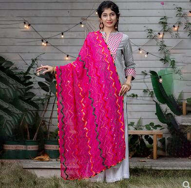 Forår sommer indien sarees kvinde etniske stilarter broderi tørklæde dupattas smuk farve behageligt sjal: B