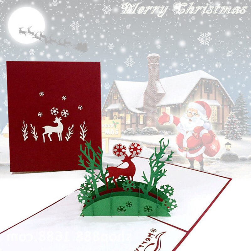 3D Frohe Weihnachten Baum Papier Grußkarten Für Weihnachten Freunde Einladung freundlicher