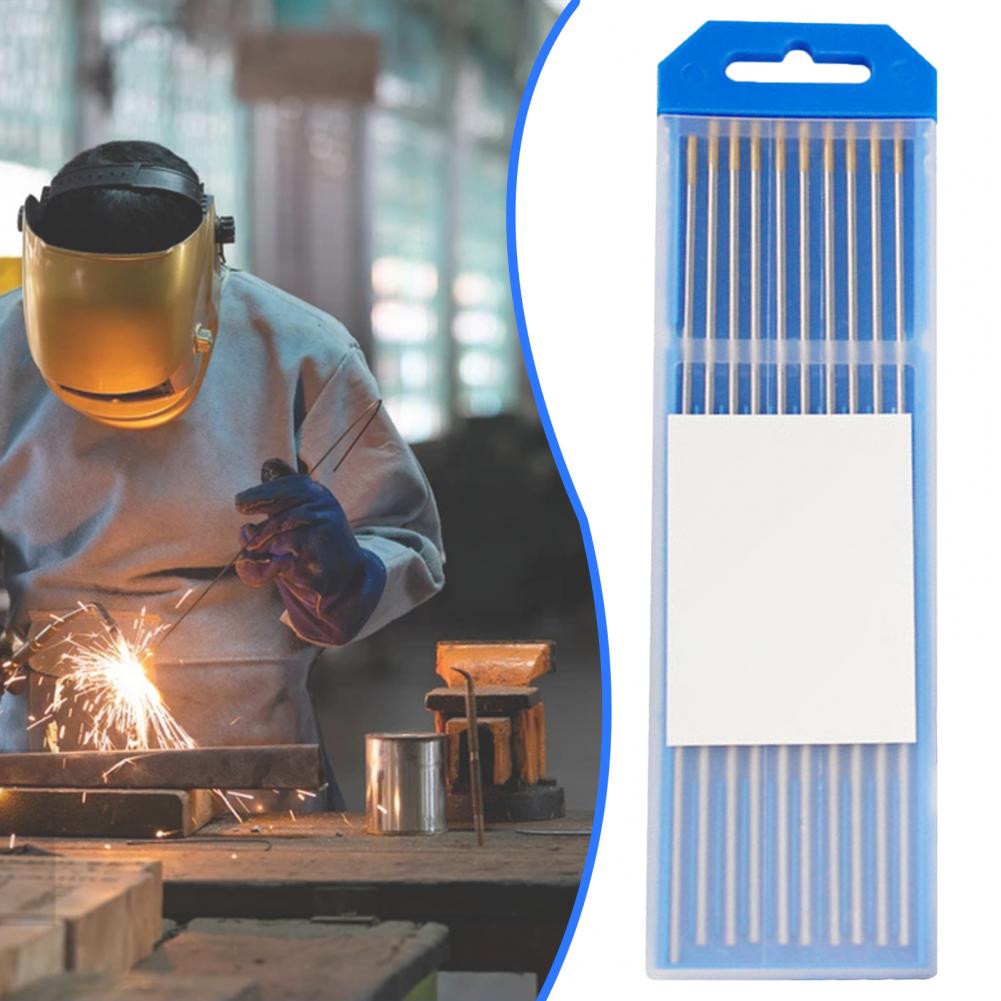 10Pcs 1.6-3.2mm Tungsten Electrodes Wear-proof Welding Rods Assorted Lanthanated Gold-tipped Tungsten Electrodes for Aluminum