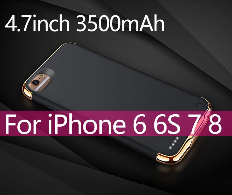 3500/4000Mah Battery Charger Case Voor Iphone 6 6s 7 8 Power Bank Ultra Dunne Externe Backup Battery Case Voor Iphone 6 6s 7 8Plus: Black i6 6S 7 8