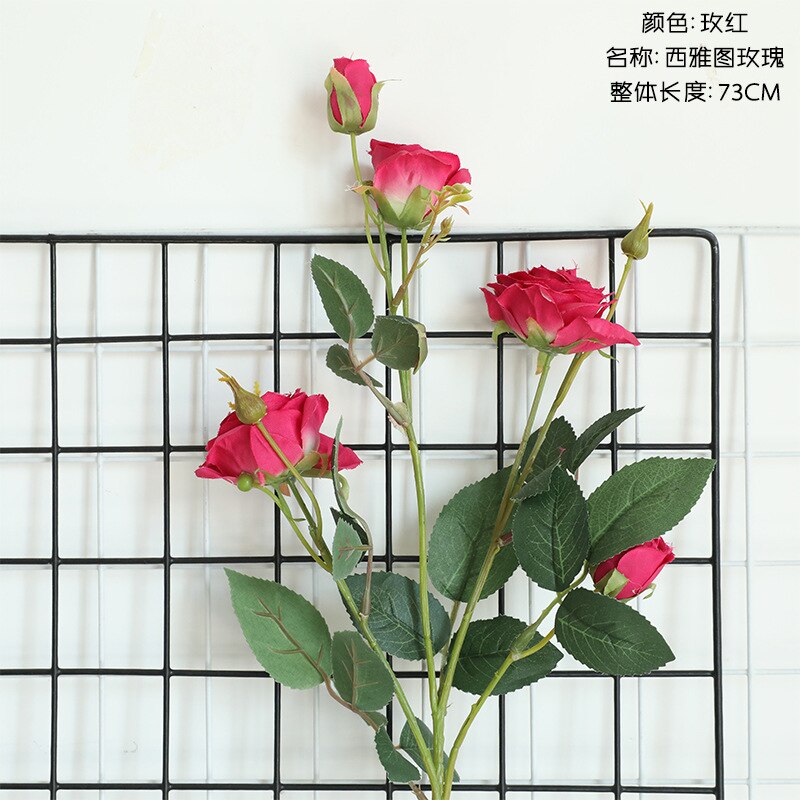 Rose Imitation Flowers INS-Style Home Decoration Wedding Boquet Holder Wall Plant Wall Artificial Flower Dy1-3506: Rose Red