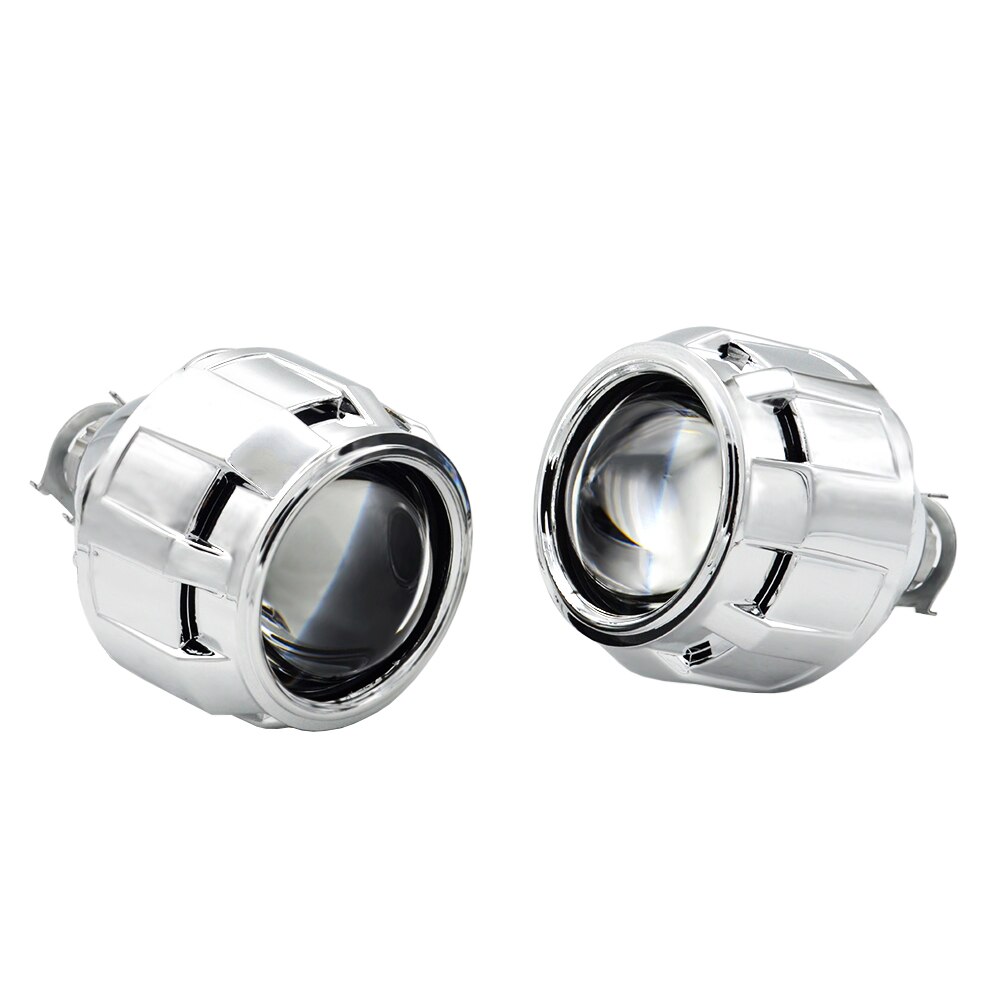 2Stck 2,5 Zoll Bi Xenon versteckt Projektor Objektiv Silber Leichentuch Dämon Augen passen H1 Xenon LED Birne nachrüsten H4 h7 Motorrad Auto Scheinwerfer