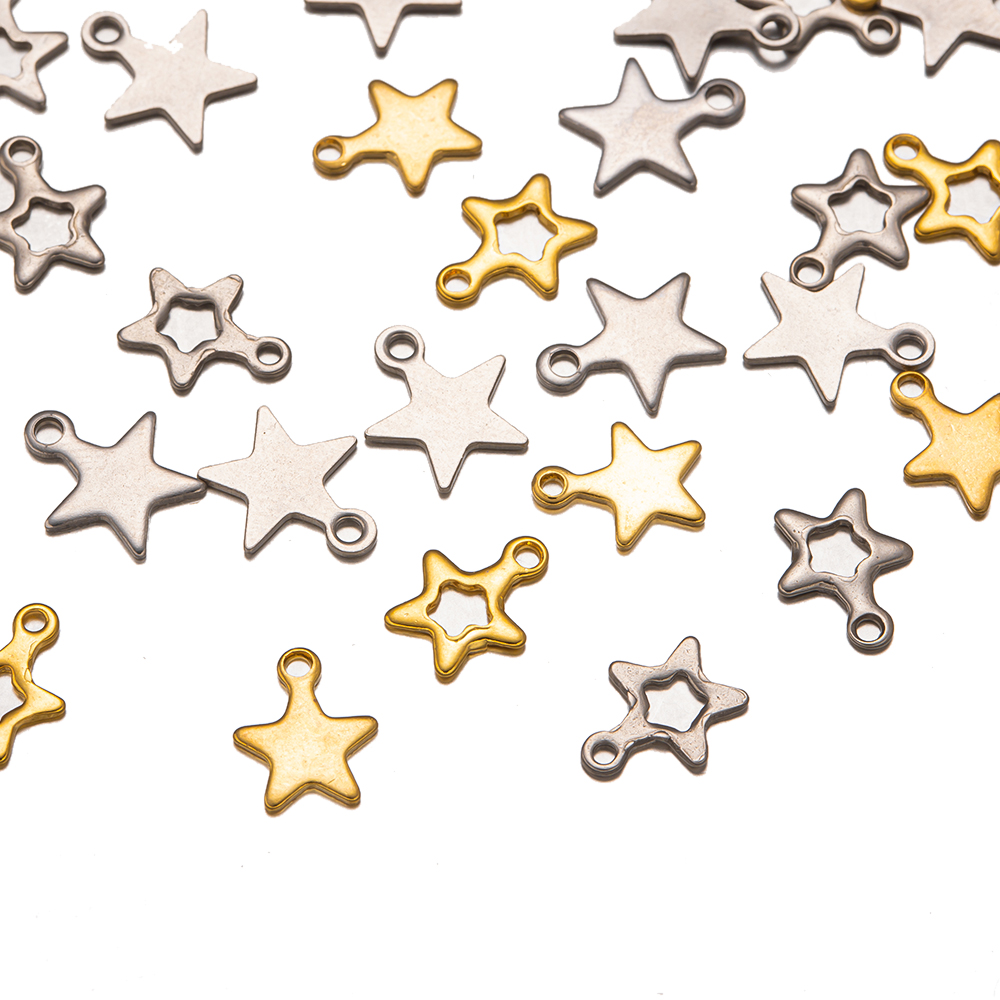 Dijes de estrella de acero inoxidable para pulseras hechas a mano DIY, pendientes, materiales de fabricación de joyas, suministros, piezas decorativas, 20 unidades por lote