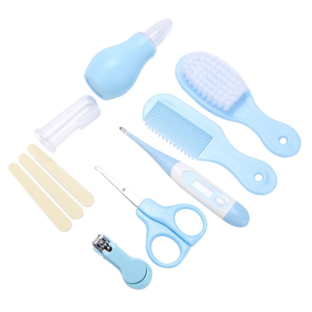 8 stk/sæt baby sundhedspleje kit bærbart nyfødt baby plejesæt negleklipper saks hårbørste kam sikkerhedspleje sæt babypleje