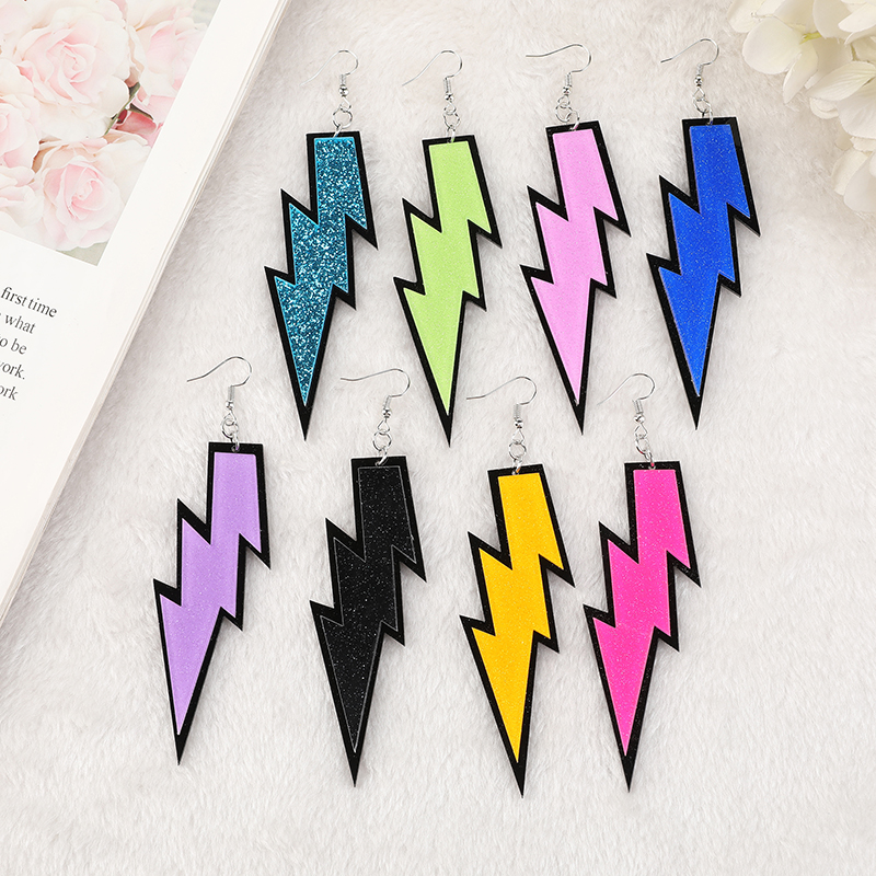 1 paar Blitz Reize Kreative Acryl Bunte Frau Baumeln Ohrringe Tropfen Ohrringe Für Mädchen Geburtstag