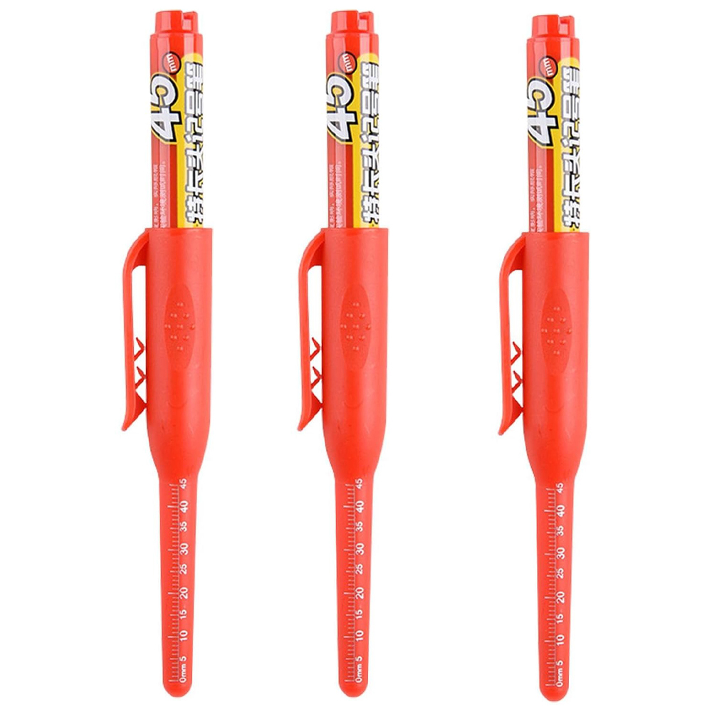 2-8Pcs 45mm Waterproof Long Head Nib Deep Hole Markers Pen Tile Carpenter Pen Multi-purpose for Woodworking Black/Blue/Red Ink: black