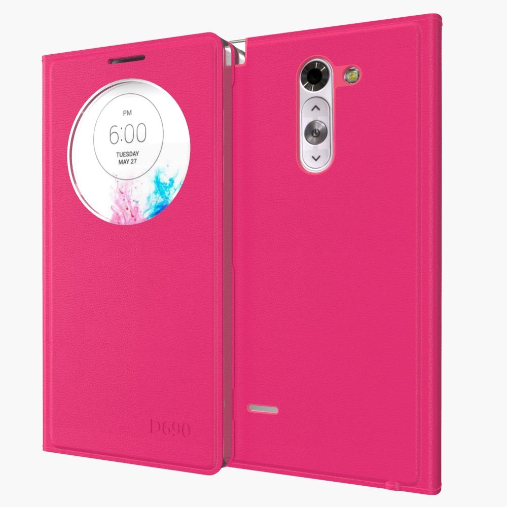 Window View Quick Circle Case For LG G3 Stylus D690 D690N Luxury Leather Flip Cover Case Cell Phone Bag