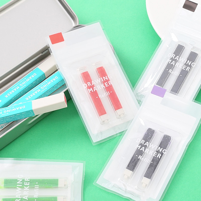 2 Pcs KOKUYO PASTA Solid Water-based Marker Pen Refill Multifunctional Art Drawing Replacement Core Graffiti Convenient Multicol