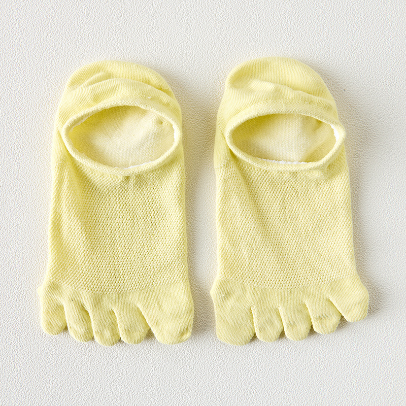 ¡Ventas calientes! Calcetines de cinco dedos para hombre y mujer, medias con punta tipo zapatilla, calcetines invisibles huecos de malla, calcetines cortos hasta el tobillo que absorben el sudor: Verde y blanco