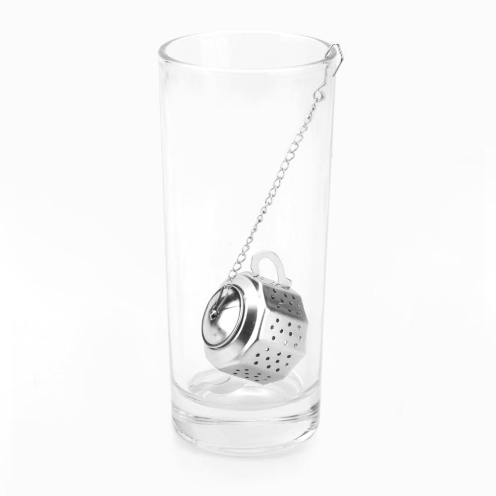 Stainless Steel Teapot Shape Tea Leaf Infuser With Tray Convenient Spice Drinking Strainer Herbal Filter