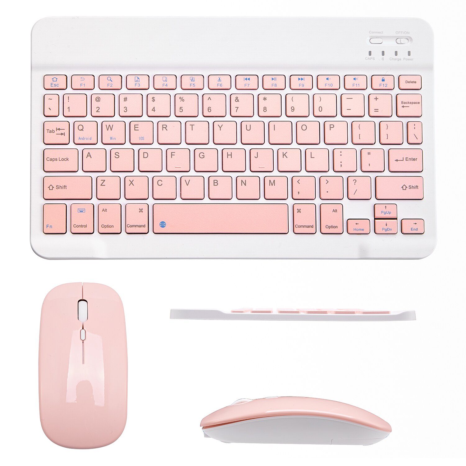 Mini Bluetooth Keyboard Wireless Keyboard Rechargeable For iPad Phone Tablet English Spanish Keyboard For Android ios Windows: 10in-Pink-Set