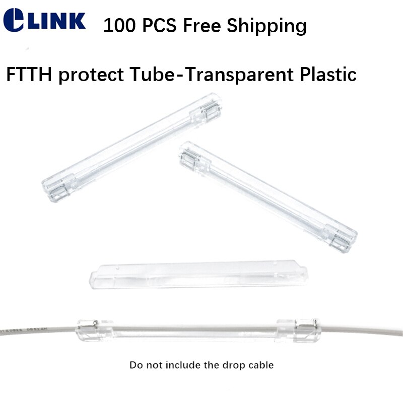 Tubo protector FTTH, caja de protección de fibra óptica de plástico termorretráctil transparente para cable de caída, tipo cuadrado, 100 Uds.,