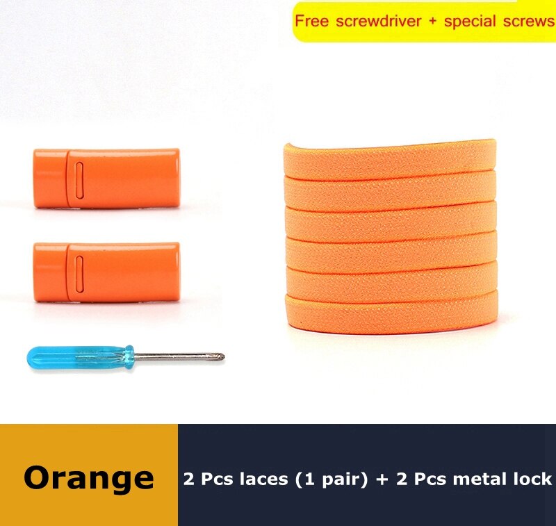 1 para sznurówki których nie trzeba wiązać elastyczny metalowy zamek sznurowadła magnetyczne płaskie nadaje się do wszystkich butów Unisex akcesoria do obuwia Lazy Shoelace: Pomarańczowy