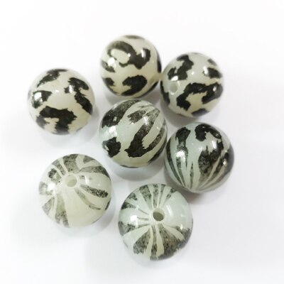 20Mm 100 Stks/partij Chunky Acryl Luipaard/Koe Streep Gedrukt Kralen Voor Chunky Sieraden: dark grey