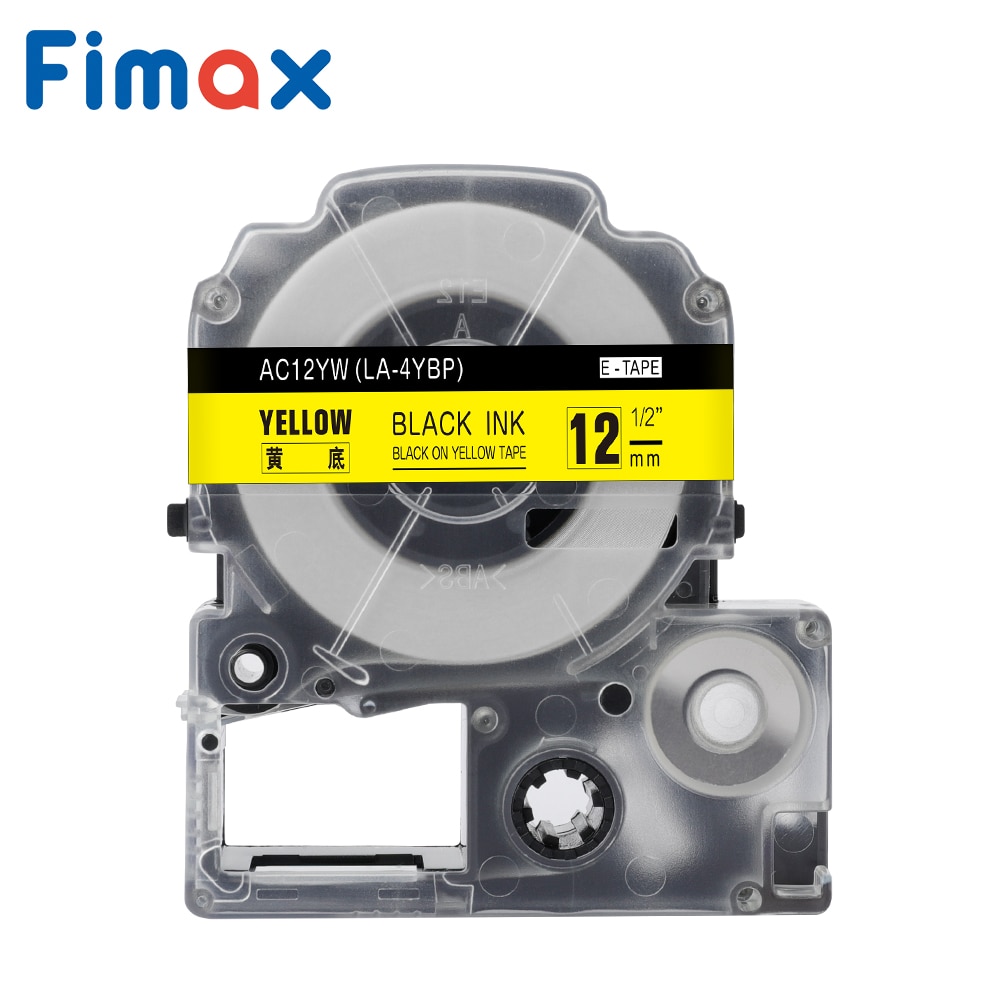 Fimax SC12YW Black On Yellow 12mm Compatible For Epson Labels Tape Cartridge Label Maker Tape For King Jim TEPRA Tape for LW-300