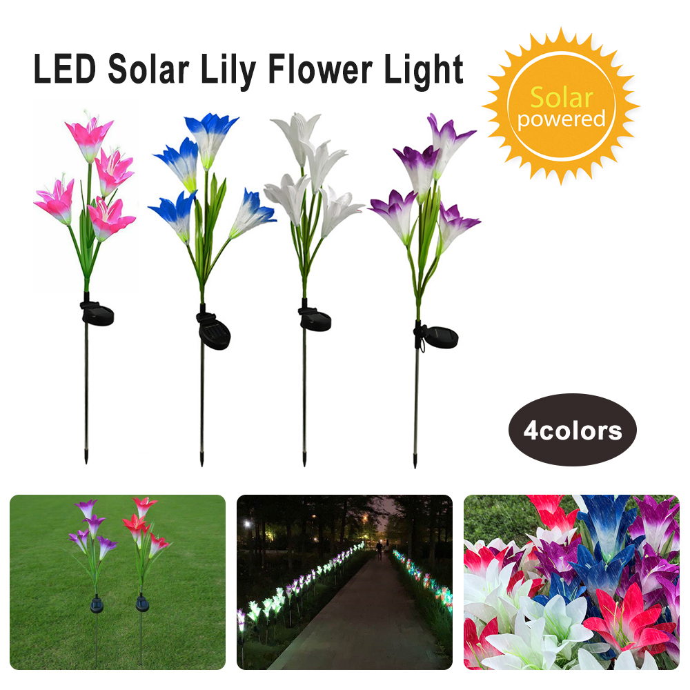 Lampe solaire LED multicolore avec 4 lys, éclairage d&#39;extérieur, luminaire de paysage, idéal pour un jardin ou un Patio