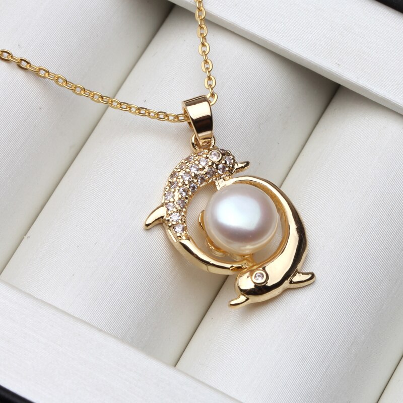 Di modo d&#39;acqua dolce Naturale Della Perla nera Del Pendente Liquidazione delfino Collana di Perle Per Le Donne Regalo di nozze: white pearl pendants