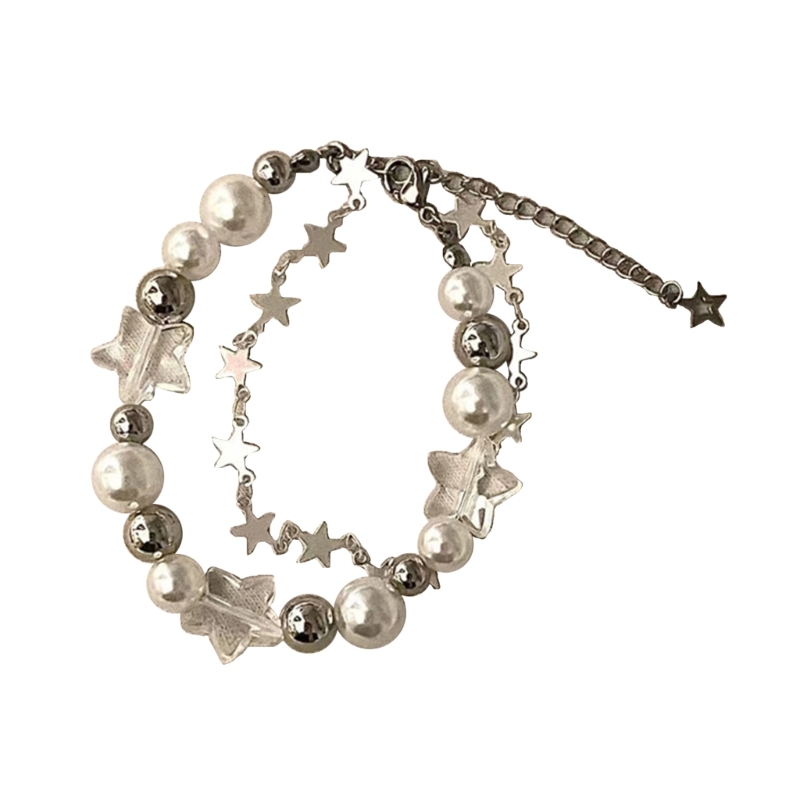Vintage błyszcząca gwiazda Pentagram bransoleta ze stali tytanu dla kobiet słodka estetyczna bransoletka Y2k Charm Harajuku biżuteria: Brązowo żółty