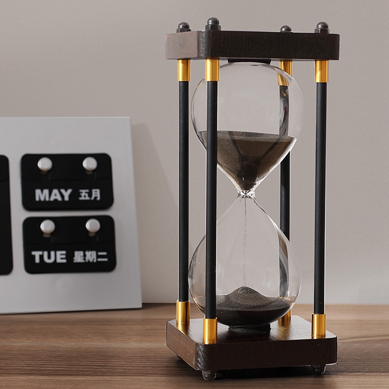 Hourglass Timer 30 Minute Decorative Wooden Sandglass Hourglass Timer Clock Home Decoration: WHITE