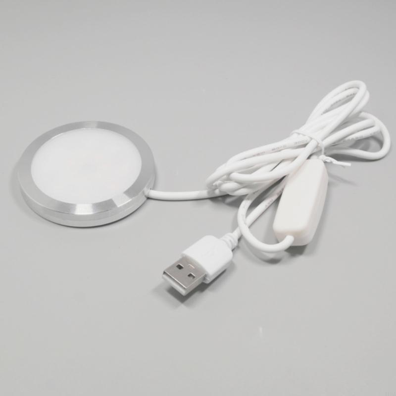 31BA LED-Scheinwerfer, USB, 5 V, 3 LED-Arbeitsplatzlampe mit rundem Sockel, kleine Schranklampe