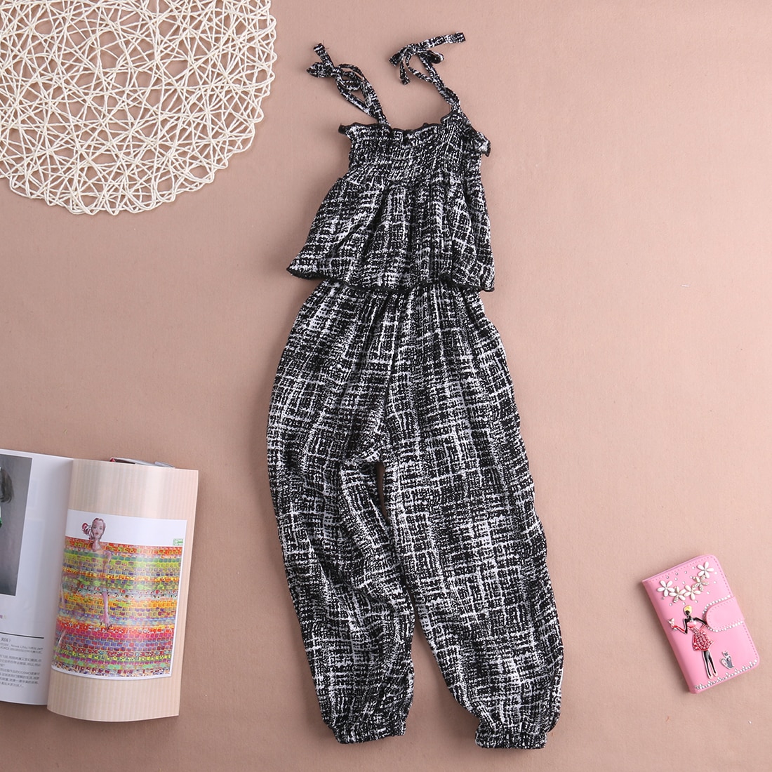 Alla Moda per Bambini Del Bambino Delle Ragazze Backless Tute E Salopette Senza Maniche Pagliaccetto Della Tuta Playsuit Abbigliamento 2-7Y