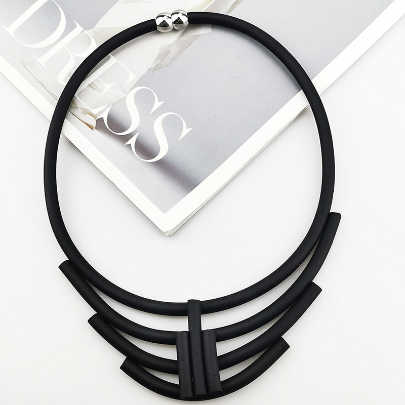 Ukebay Choker Kettingen Vrouwen Handgemaakte Rubber Sieraden Elasticiteit Ketting Voor Party Mode Trui Kettingen Jurk Accessoires