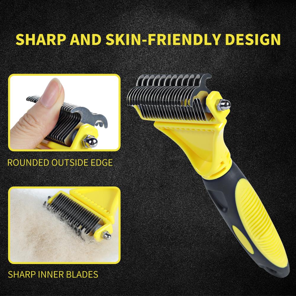 Kimpets Hair Removal Comb for Dogs Cat Detangler Fur Trimming Dematting Deshedding Brush Grooming Tool For Matted Long Pet