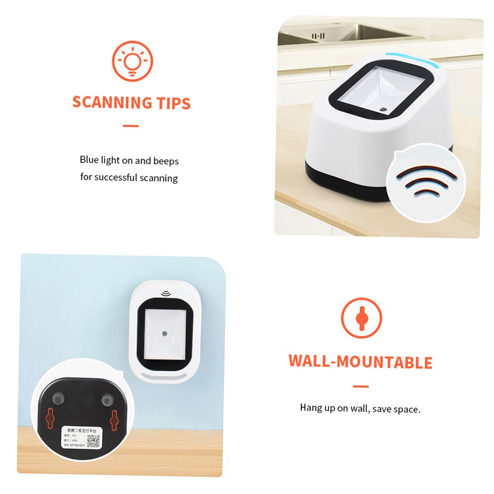 Wired Barcode Scanner Usb Veelzijdige Scannen Handsfree Scan Qr Code 1D &amp; 2D Code Reader Voor Supermarkten/winkels