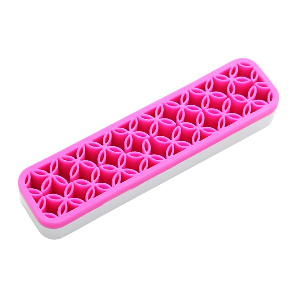 Soporte de silicona para brochas de maquillaje, organizador de maquillaje Facial, estante de secado de brochas con forma de flor, estante de exhibición, Cosméticos de belleza, 1 ud.: Pink