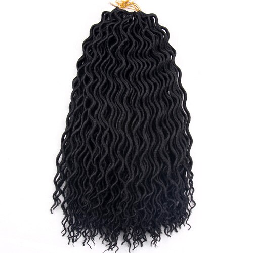 FALEMEI de Locs Crochet Pelo Rizado 18 pulgadas 60g de pelo sintético extensiones de ganchillo trenzado cabello bohemio cerraduras trenzas de Crochet: #1B