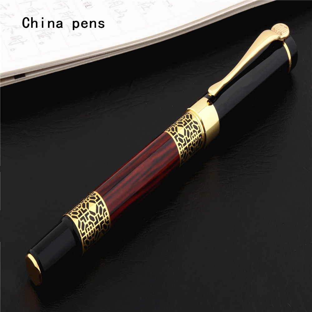 Luxury ink pen 530 Golden carving Mahogany Business office School student office Supplies Rollerball Pen