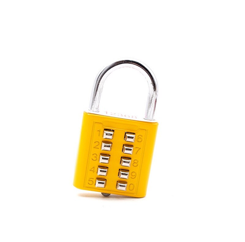 10 Digit Push Button Combination Padlock 5 Digit Locking Mechanism Zinc Alloy Anti-theft Digit Push Password Lock 4 Colors: Style 1 yellow